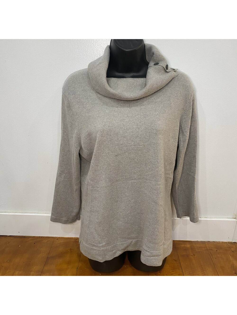 Jones NY Womens XL 100% Cashmere Sweater Turtleneck Buttons Classic Soft